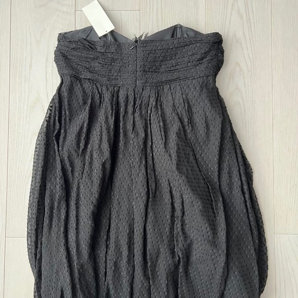 $325 SHOSHANNA Black  SWISS Dot SILK Blend STRAPLESS Bubble HEM Dress ( 10 ) - Picture 6 of 6